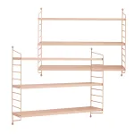 Set 2 rafturi de perete modulare Strängnäs, roz bej, 3 polițe