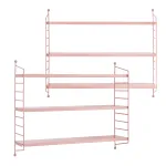 Set 2 rafturi de perete modulare roz Strangnas din otel [en.casa]