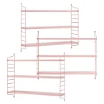 Set 3 rafturi de perete modulare roz din otel, cu 3 polite, Strängnäs
