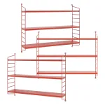 Set 3 rafturi de perete modulare roșii din oțel Strängnäs