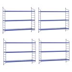 Set 4 rafturi de perete modulare albastre cu 3 polițe [en.casa]