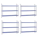 Set 4 rafturi de perete modulare albastre cu 3 polițe [en.casa]