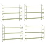 Set 4 rafturi de perete modulare Strängnäs, verde olive, din oțel
