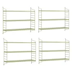 Set 4 rafturi de perete modulare Strängnäs, verde olive, din oțel