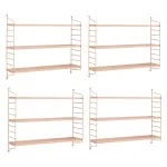 Set 4 rafturi de perete modulare Strängnäs bej piersică, metal