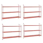 Set 4 rafturi de perete modulare roșii din oțel Strängnäs