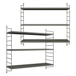 Set 2 rafturi de perete modulare Strängnäs, antracit, 3 polite