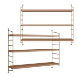 Set 2 rafturi de perete modulare Strängnäs, maro deschis, 3 polite