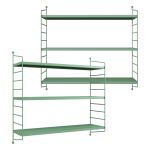 Set 2 rafturi de perete modulare Strängnäs, verde pastel, din oțel