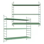 Set 2 rafturi de perete modulare Strängnäs, verde pastel, din oțel