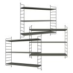 Set 3 rafturi de perete modulare din oțel, antracit, Strängnäs