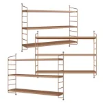 Set 3 rafturi de perete modulare maro deschis din oțel [en.casa]