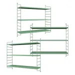 Set 3 rafturi de perete modulare Strangnas, verde pastel, din otel