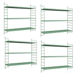 Set 4 rafturi de perete modulare Strängnäs, verde pastel, metal