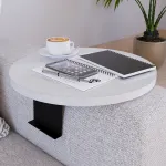 Măsuță pentru brațul canapelei Kuleskyd, albă, Ø34 cm, reglabilă