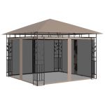 Pavilion cu plasă anti-țânțari, gri taupe, 3x3x2,73 m, 180 g/m² GartenMobel Dekor