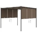 Pavilion de grădină cu perdea laterală, gri taupe, 3x3x2,25 m GartenMobel Dekor