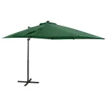 Umbrelă în consolă cu stâlp și LED-uri, verde, 250 cm GartenMobel Dekor
