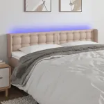 Tăblie de pat cu LED, cappuccino 203x16x78/88cm piele ecologică GartenMobel Dekor