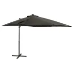 Umbrelă în consolă cu stâlp și LED-uri, antracit, 250 cm GartenMobel Dekor