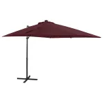 Umbrelă în consolă cu stâlp și LED-uri, roșu bordo, 250 cm GartenMobel Dekor