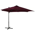 Umbrelă în consolă cu stâlp și LED-uri, roșu bordo, 300 cm GartenMobel Dekor