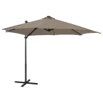 Umbrelă în consolă cu stâlp și LED-uri, taupe, 300 cm GartenMobel Dekor