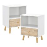 Beistelltisch Sundsvall 2er Set Weiß/Eiche [en.casa]