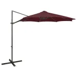 Umbrelă în consolă cu stâlp și LED-uri, roșu bordo, 300 cm GartenMobel Dekor
