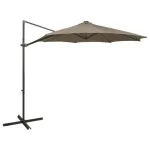 Umbrelă în consolă cu stâlp și LED-uri, taupe, 300 cm GartenMobel Dekor