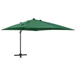 Umbrelă în consolă cu stâlp și LED-uri, verde, 300 cm GartenMobel Dekor
