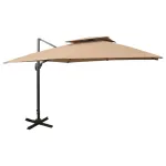 Umbrelă de grădină cantilever cu blat dublu 300x300 cm taupe GartenMobel Dekor