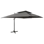 Umbrelă de grădină cu consolă și blat dublu, antracit, 400x300 cm GartenMobel Dekor