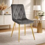 Scaun bucatarie/living, Artool, Libra, catifea gri inchis, picioare metal auriu, 45x54x86.5 cm GartenVIP DiyLine