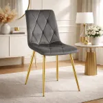 Scaun bucatarie/living, Artool, Libra, catifea gri inchis, picioare metal auriu, 45x54x86.5 cm GartenVIP DiyLine