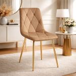 Scaun bucatarie/living, Artool, Libra, catifea maro, picioare metal auriu, 45x54x86.5 cm GartenVIP DiyLine