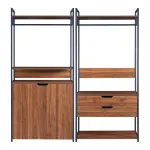 Set 2 garderobe Larem cu dulap, 2 sertare și rafturi, nucă