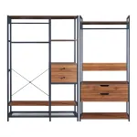 Set 2 dressinguri cu bară pentru haine și 4 sertare Larem, nucă