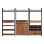 Set 3 cuiere pentru hol Larem cu dulap, sertare și rafturi, nucă