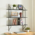 Raft de perete Østfold cu 3 polite, negru, 100x80x21 cm, en.casa