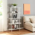 Bibliotecă albă Øvre cu 5 rafturi, 139x80x30 cm, pentru living și birou