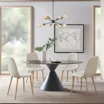 Set 4 scaune dining tapițate bej Köfering, picioare aspect lemn