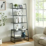 Bibliotecă tip scară Storfjord cu 5 rafturi, negru, 184x80x40 cm