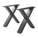 Set 2 picioare masă Maribo 42x40 cm din oțel, negre, [en.casa]