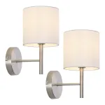 Set 2 aplice de perete Winsford argintiu cu abajur alb [lux.pro]