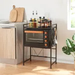 Raft pentru cuptor cu microunde Sorsele, reglabil, negru, 79x40-63x32 cm