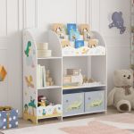 Kinderregal Lysekil 100x93x30 cm mit Dinosaurier Motiv [en.casa]