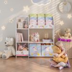 Kinderregal Lysekil 100x93x30 cm mit Einhorn Motiv [en.casa]