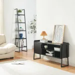 Set mobilier living Storfjord 2 piese, etajeră scară și masă TV, negru