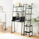 Set mobilier birou Storfjord cu birou și raft scară, negru